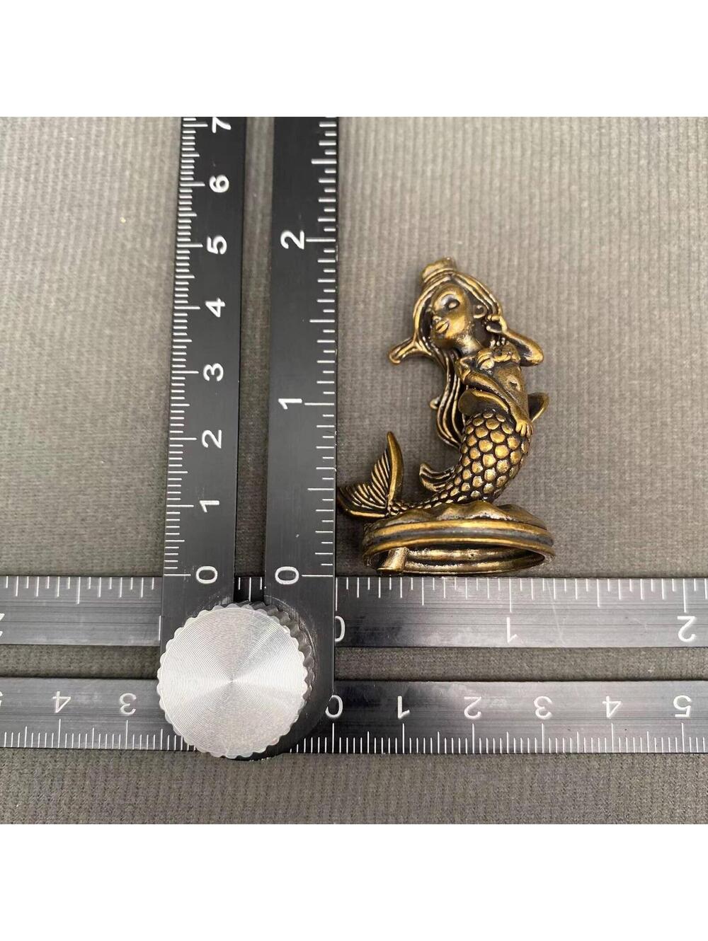 Brass Mermaid Figurine Small Decorative Sculpture - Picture 3 of 3